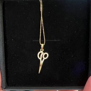 Dazzling Gold Scissors Pendant Necklace